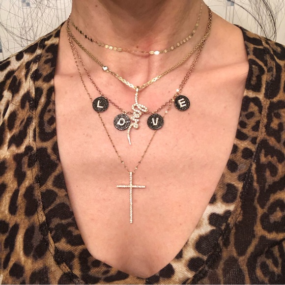 Bettina Javaheri black diamond rose gold love necklace RARE